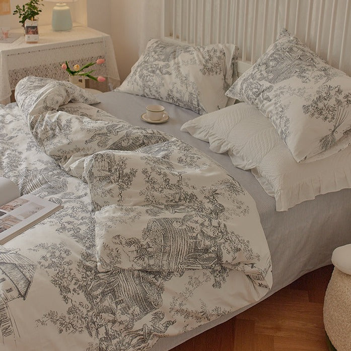 French Toile Bedding Set