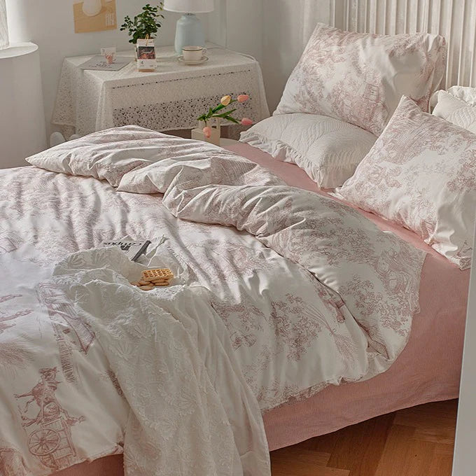 French Toile Bedding Set