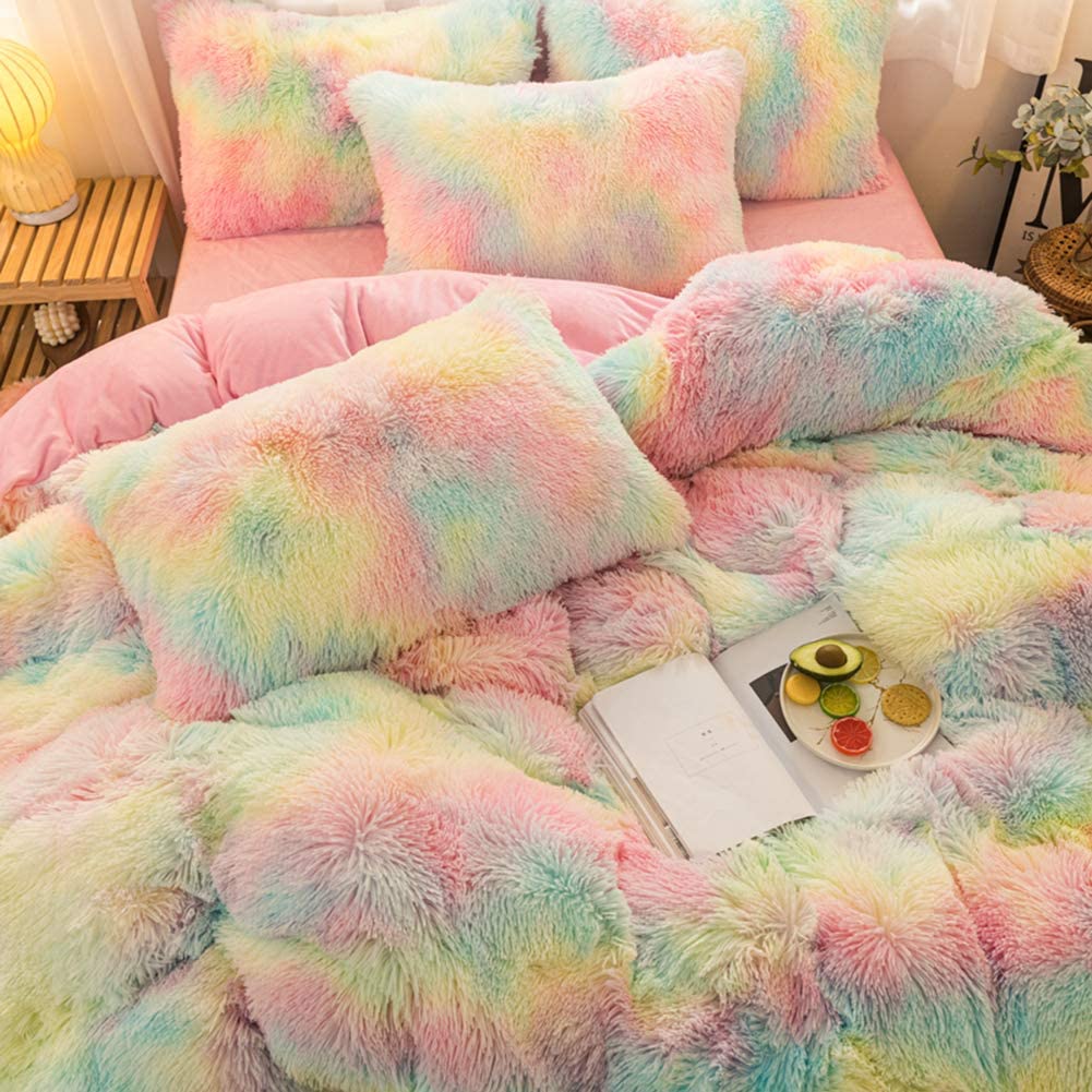 Rainbow Fluffy Bedding Set