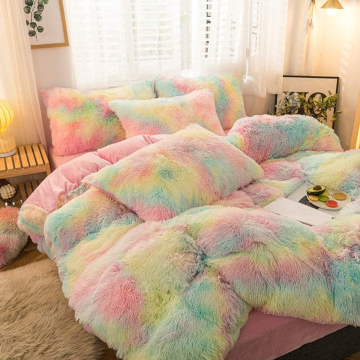 Rainbow Fluffy Bedding Set