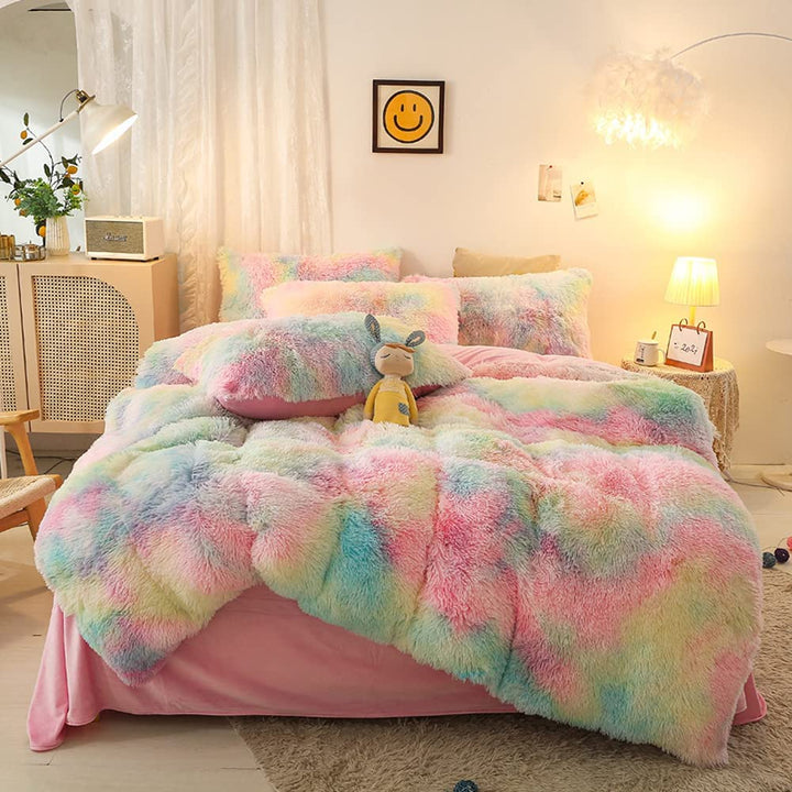 Rainbow Fluffy Bedding Set