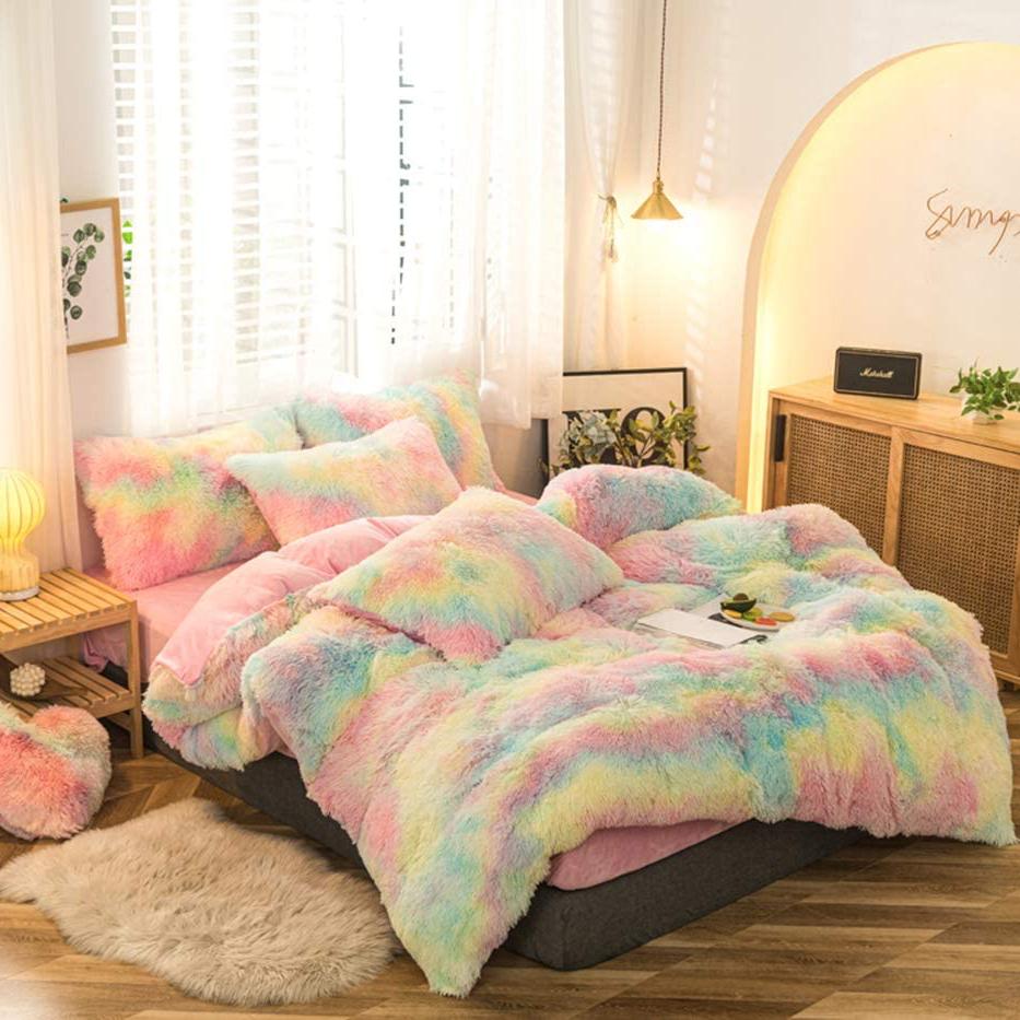 Rainbow Fluffy Bedding Set