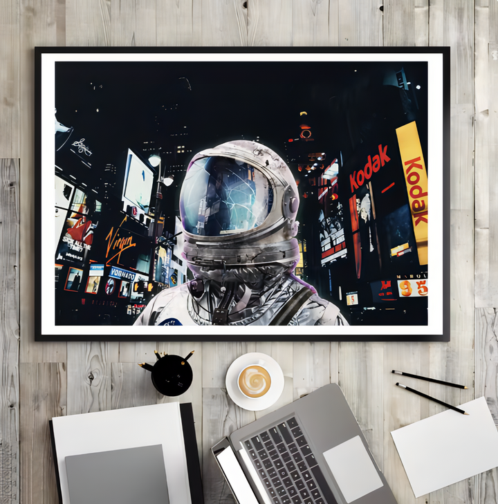 Astronaut In Times Square Canvas Poster