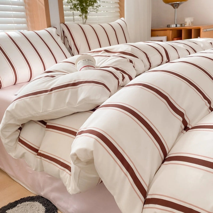 Red Stripe Bedding Set