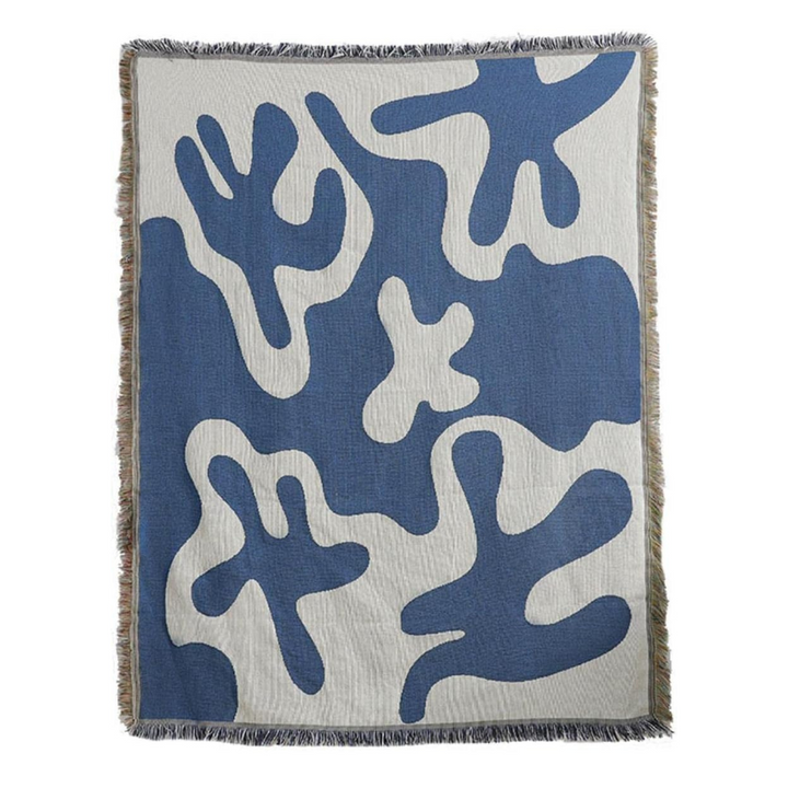 Abstract Blue Coral Woven Blanket