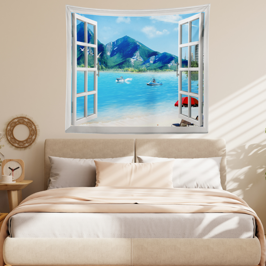 Ocean Getaway Outside Your Window Tapestry