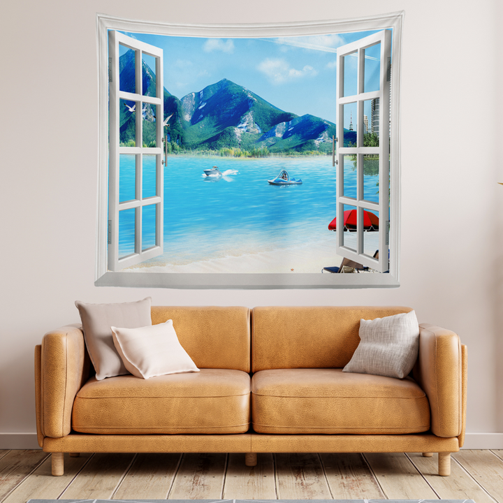 Ocean Getaway Outside Your Window Tapestry