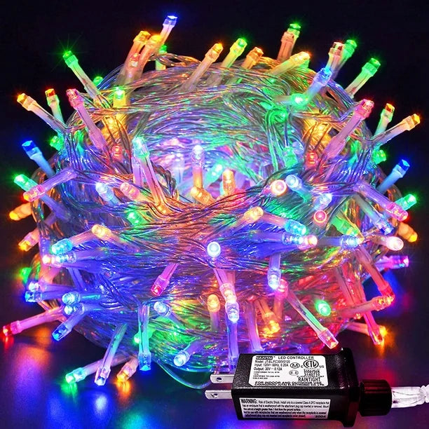 10M colorful traditional string lights in multicolor, brightening up the space with vibrant LEDs, perfect for adding a fun, lively atmosphere to any room.