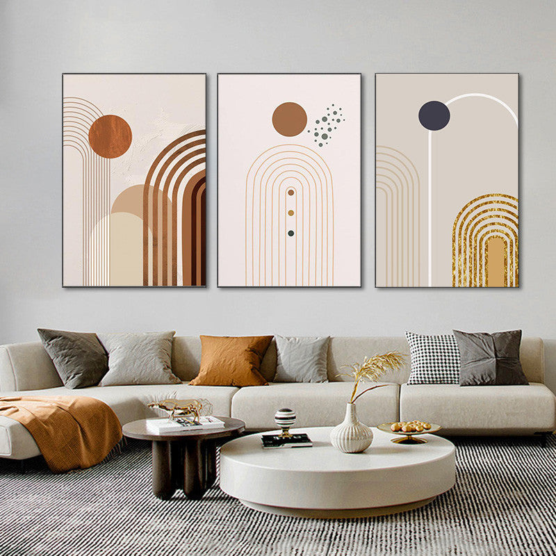 VibeCore Abstract Curves Canvas Prints -  3 framed on wall in living room