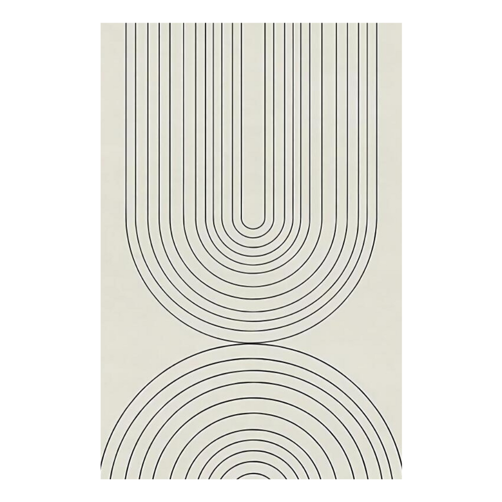 VibeCore Abstract Curves Canvas Prints Option A - Black arches on beige background
