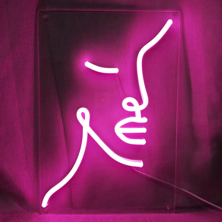 VibeCore Abstract Face Neon Light Against Shelf