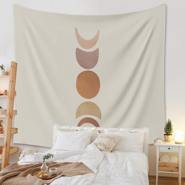 VibeCore Abstract Phases of the Moon Tapestry Hanging In Bedroom