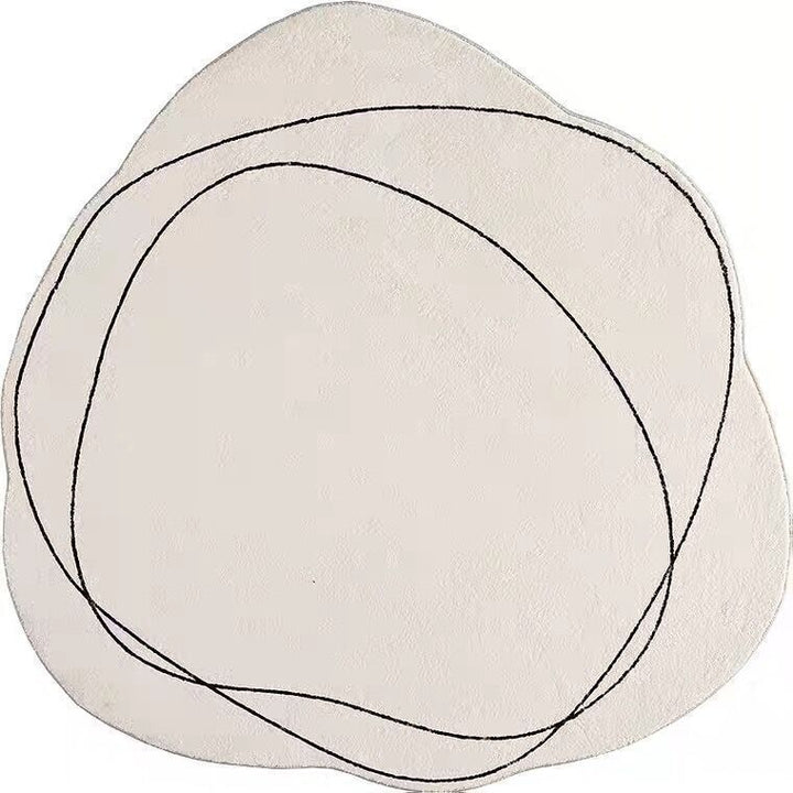 VibeCore Abstract Squiggle Area Rug product view, showcasing its soft imitation cashmere texture and playful squiggle design. The rug’s clean, modern aesthetic adds a bold artistic touch to any room, with a non-slip backing for added safety.
