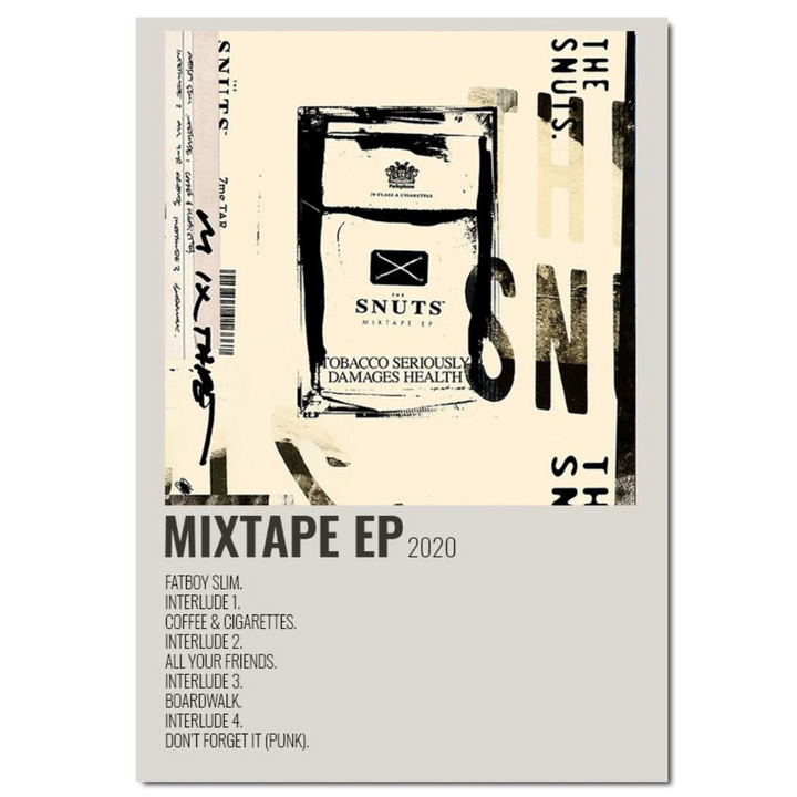 VibeCore Album Cover Canvas 'The Snuts - Mixtape EP' poster, showcasing the bold, indie vibes of this EP with a dynamic design. A must-have for fans of alternative music and stylish room decor.