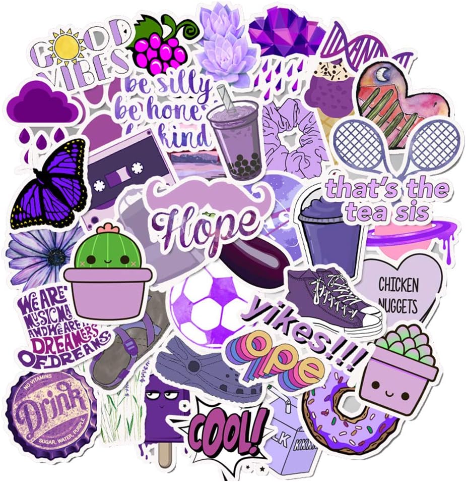 VibeCore All Things Purple Stickers Additional Cluster featuring vibrant purple aesthetic designs, fun purple stickers, and trendy purple decals for personalizing accessories.