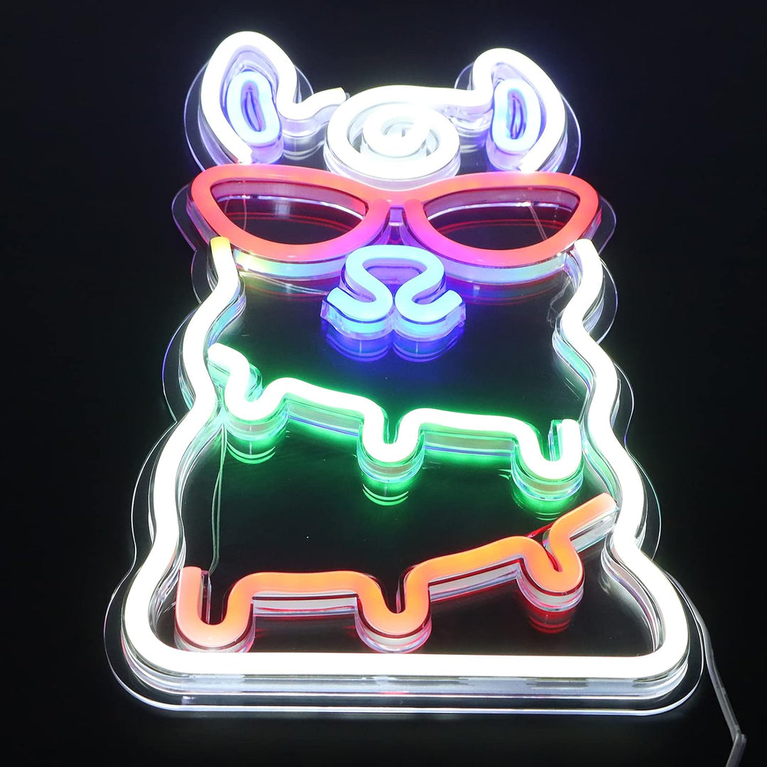 VibeCore Alpaca Neon Light Aerial Front View