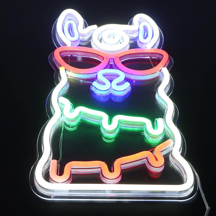 VibeCore Alpaca Neon Light Aerial Front View