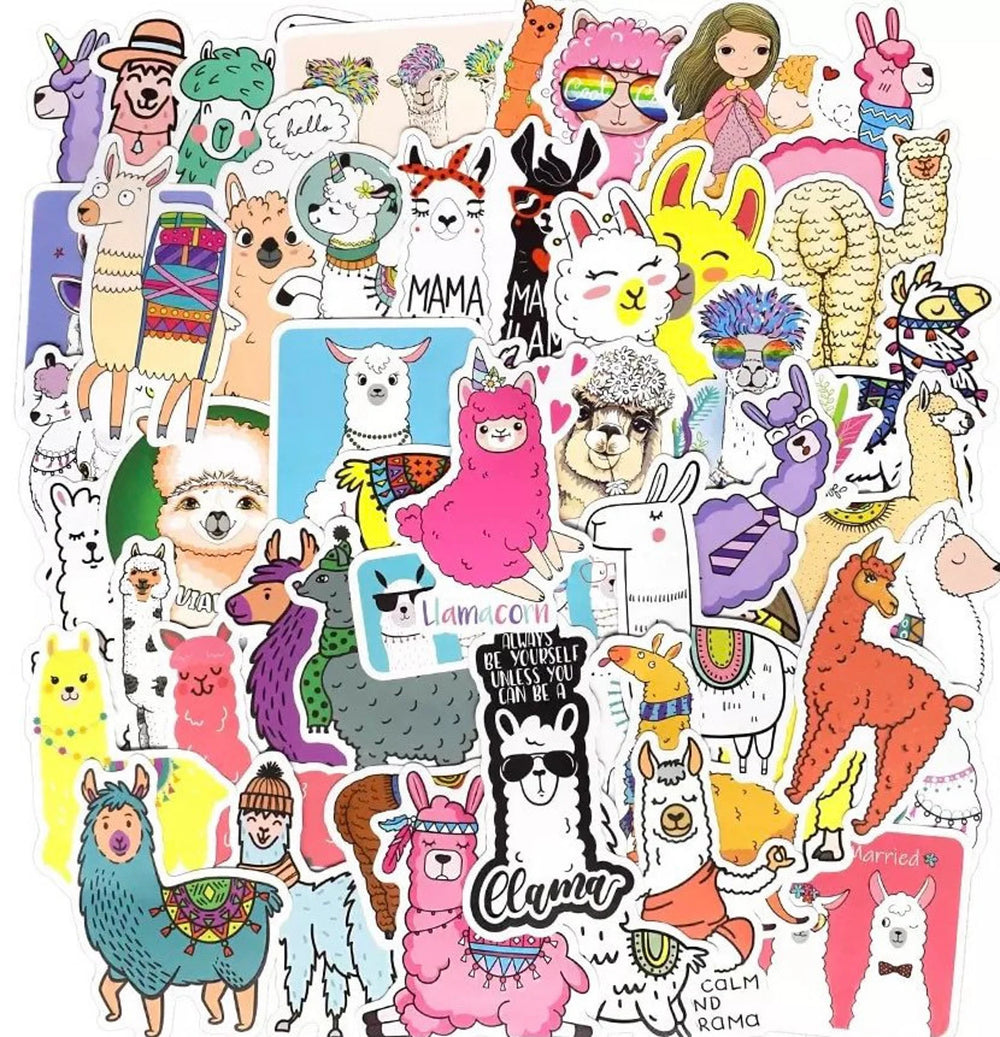 VibeCore Alpaca Stickers Square Cluster featuring adorable alpaca designs. Perfect for decorating laptops, phones, water bottles, and notebooks with fun, animal-themed stickers.
