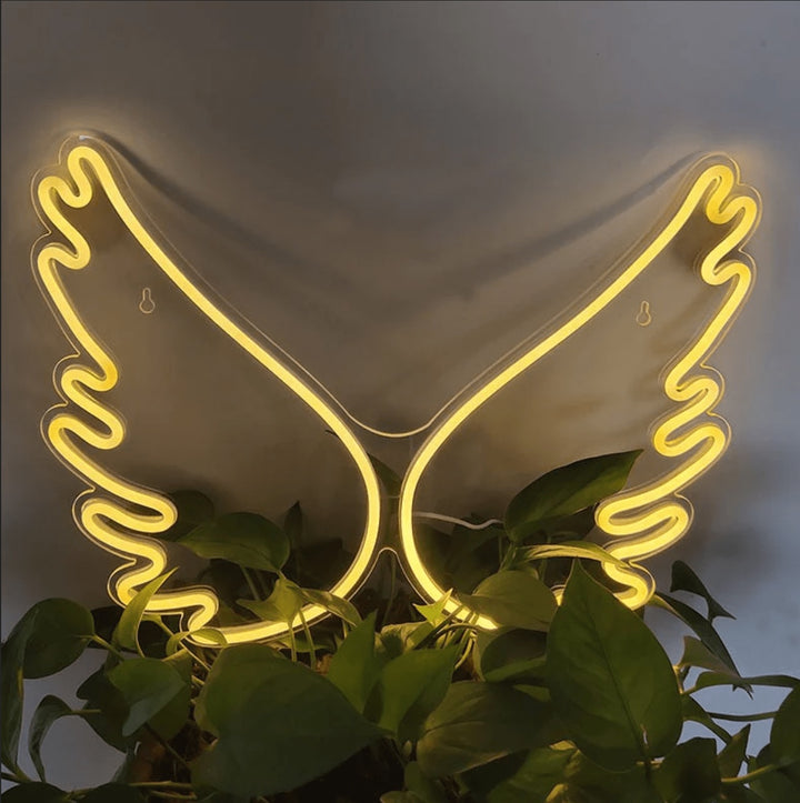 VibeCore Angel Wings Neon Light Warm White On Plant