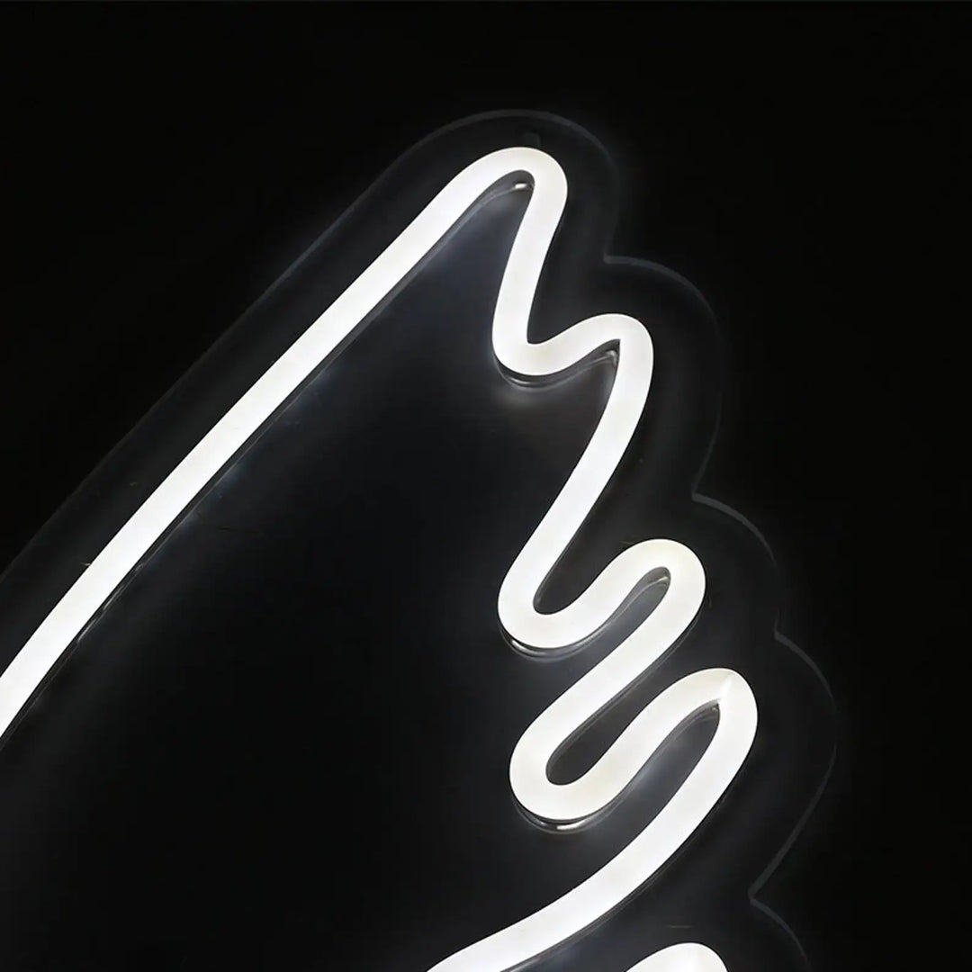VibeCore Angel Wings Neon Light White Corner Lit Close Up