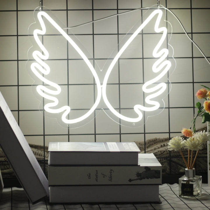 VibeCore Angel Wings Neon Light White Hung On Wall