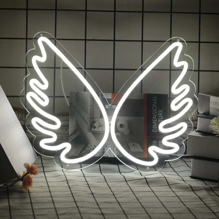 VibeCore Angel Wings Neon Light White On Surface