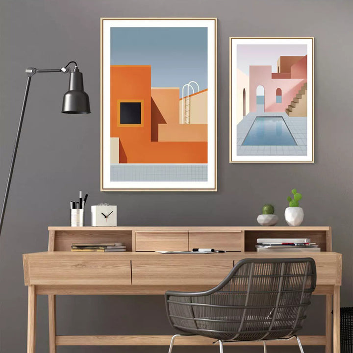 VibeCore Arches & Color Canvas Prints Option A and B Framed On Wall In Office