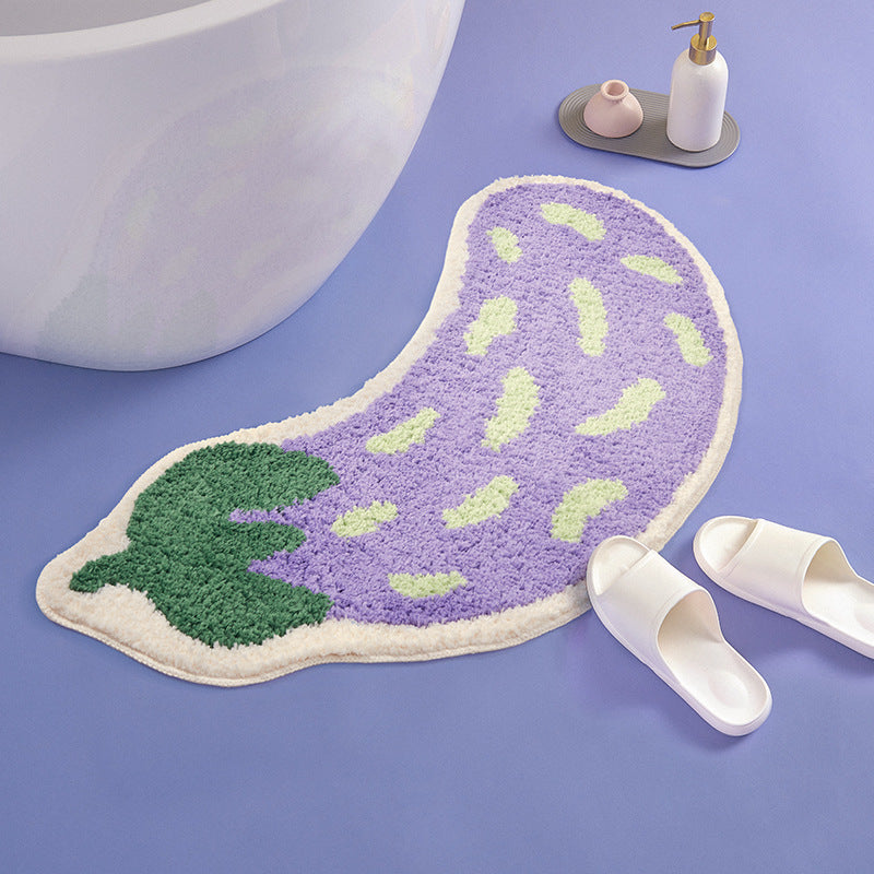 VibeCore Aubergine Accent Rug placed in front of a tub, showcasing its plush texture, vibrant purple design, and non-slip backing for a cozy and stylish bathroom upgrade.