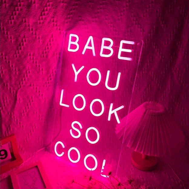VibeCore Babe You Look So Cool Neon Light Against Lamp