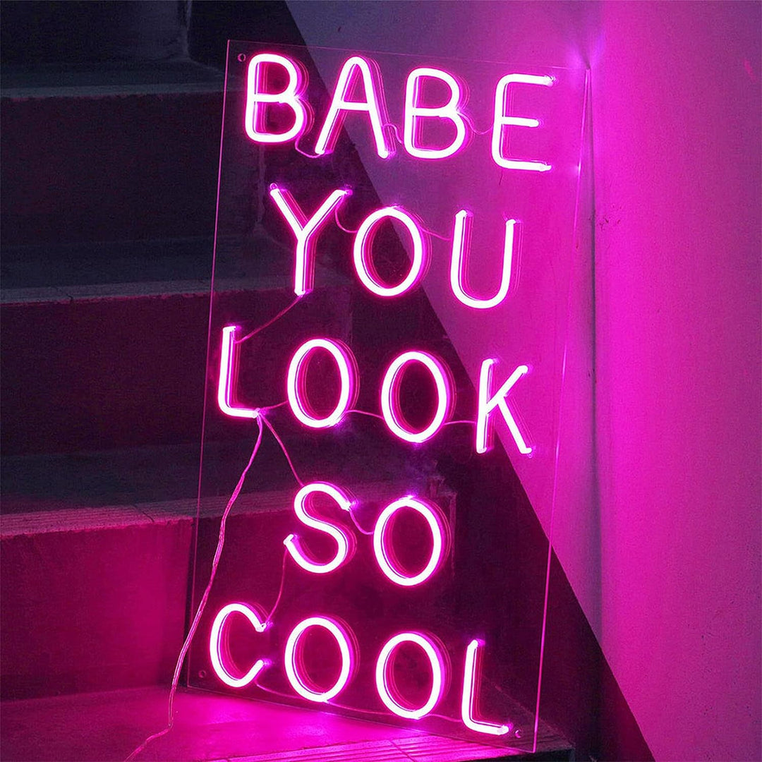 VibeCore Babe You Look So Cool Neon Light On Stairs