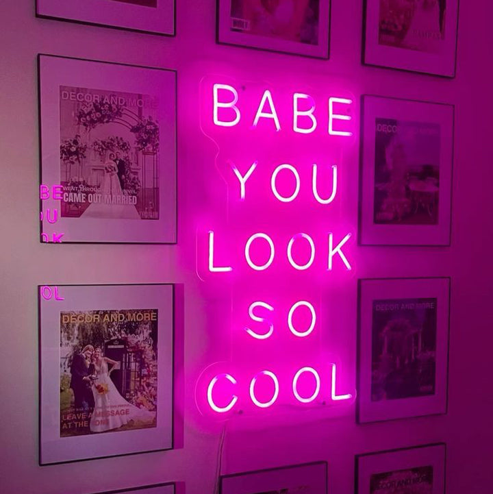 VibeCore Babe You Look So Cool Neon Light On Wall Collage