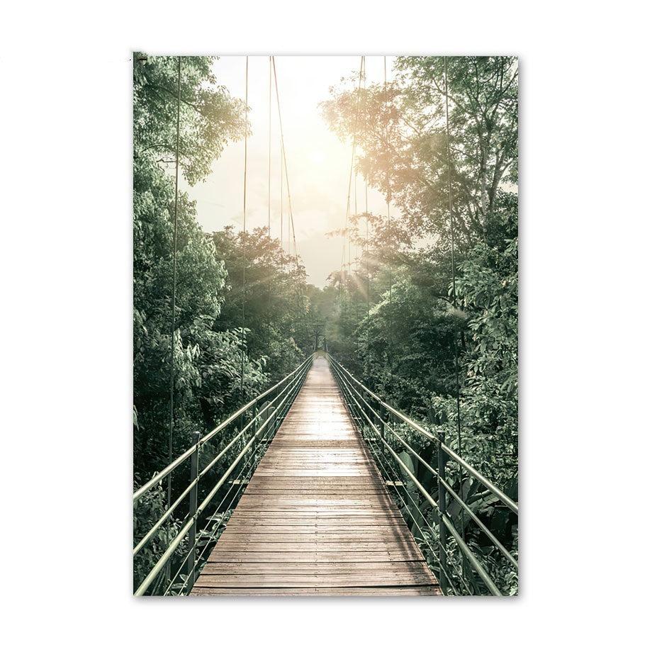 VibeCore Bamboo Forest Canvas Prints Option C: Wooden bridge through tropical trees