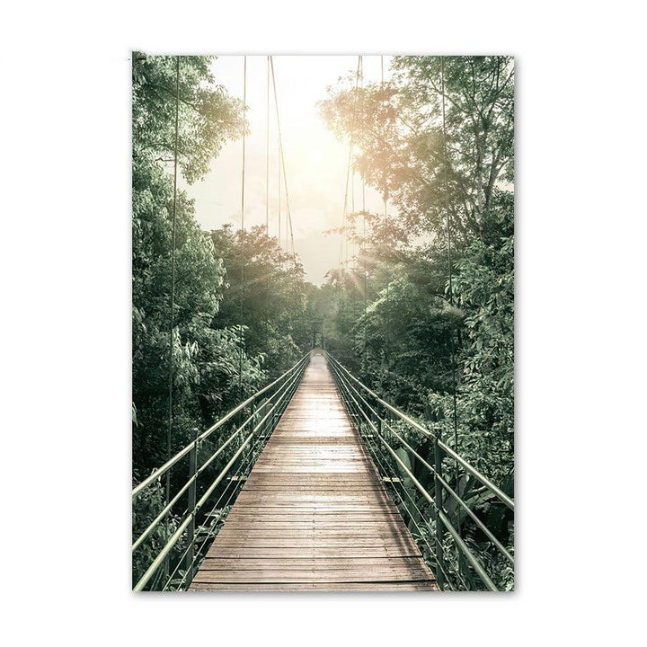 VibeCore Bamboo Forest Canvas Prints Option C: Wooden bridge through tropical trees
