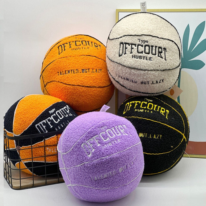 VibeCore Basketball Decorative Pillow - Round, sporty throw pillow with bold basketball design, perfect for adding a game-inspired vibe to dorms, bedrooms, or living spaces. Made from durable acrylic yarn for a soft, luxurious feel. A great gift for basketball fans and players.