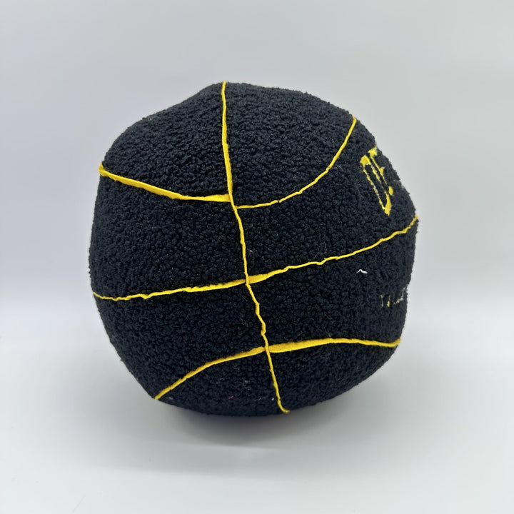 VibeCore Basketball Decorative Pillow - Black alternative side view highlighting its bold, round basketball design, ideal for adding a sporty and modern vibe to your decor.