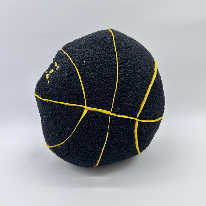 VibeCore Basketball Decorative Pillow - Black back view featuring a bold basketball design, ideal for adding a sleek and sporty accent to your dorm or home decor.