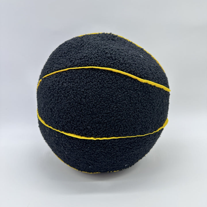 VibeCore Basketball Decorative Pillow - Black side view showcasing its bold, round basketball design, perfect for adding a sporty and stylish touch to any space.