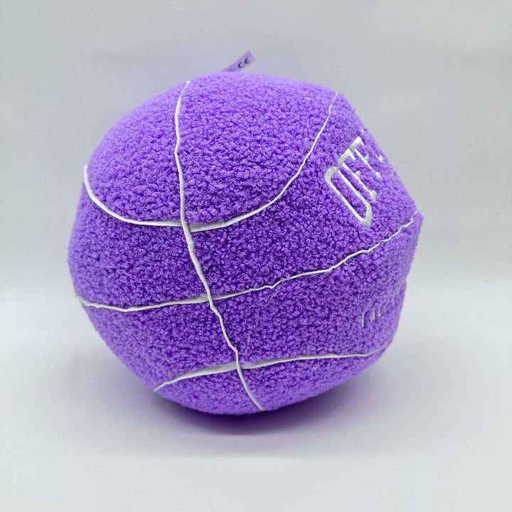VibeCore Basketball Decorative Pillow - Purple alternative side view featuring its vibrant basketball design, ideal for adding a bold and sporty touch to any room.