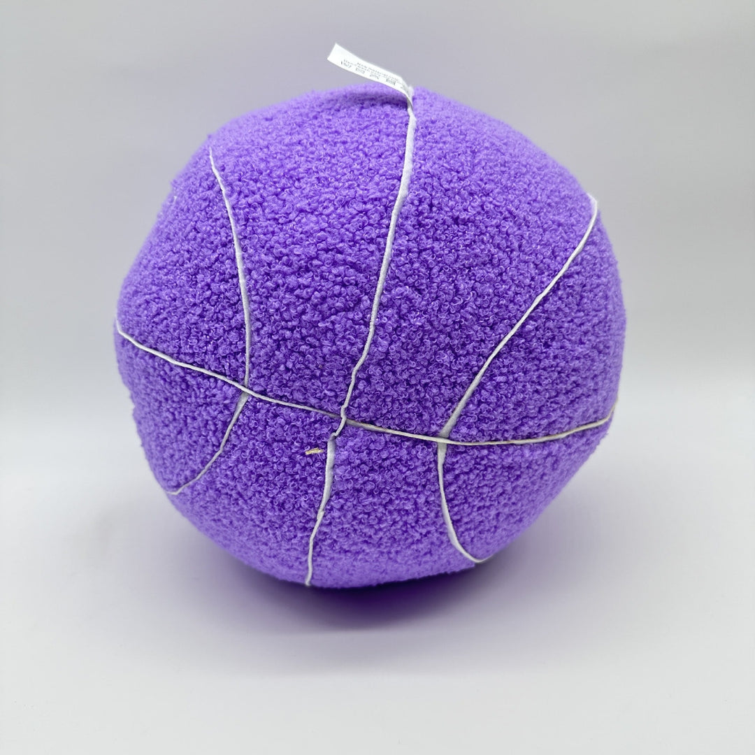 VibeCore Basketball Decorative Pillow - Purple top view showcasing its vibrant basketball design, ideal for adding a bold and sporty accent to any space.