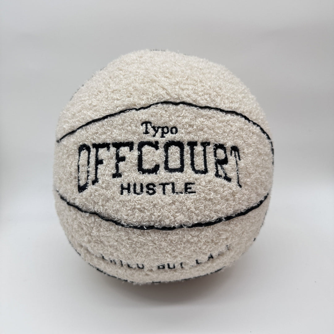 VibeCore Basketball Decorative Pillow - White front view showcasing a bold, round basketball design. Perfect for adding a sporty, game-inspired vibe to any room. Ideal for basketball fans and stylish home decor.