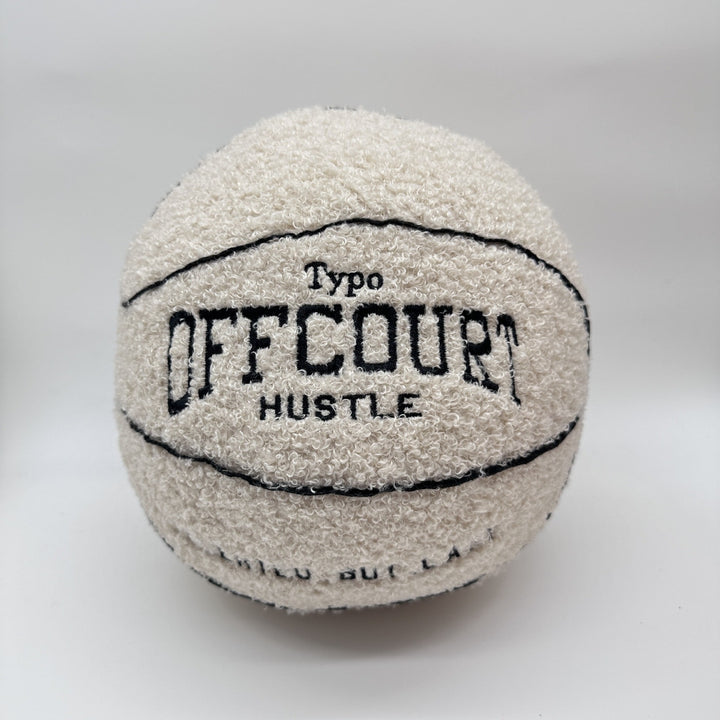 VibeCore Basketball Decorative Pillow - White front view showcasing a bold, round basketball design. Perfect for adding a sporty, game-inspired vibe to any room. Ideal for basketball fans and stylish home decor.