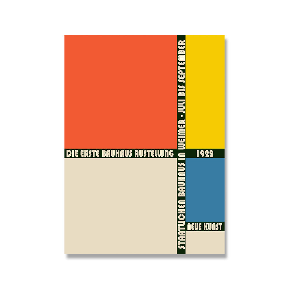 VibeCore Bauhaus 1967 Canvas Prints Option A: Orange Yellow Beige and Blue - Die Erste Bauhaus Ausstellung 1922