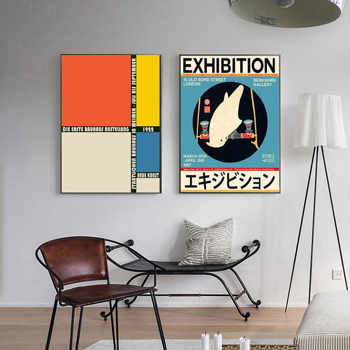 VibeCore Bauhaus 1967 Canvas Prints Option A and B Framed On Wall