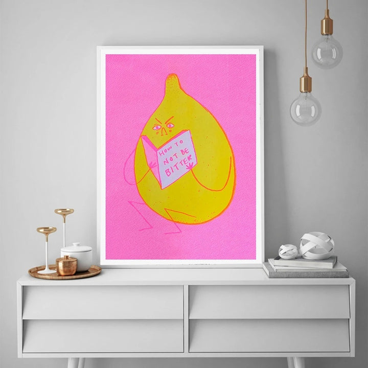 VibeCore Bitter Lemon Canvas Print Framed On Console Table