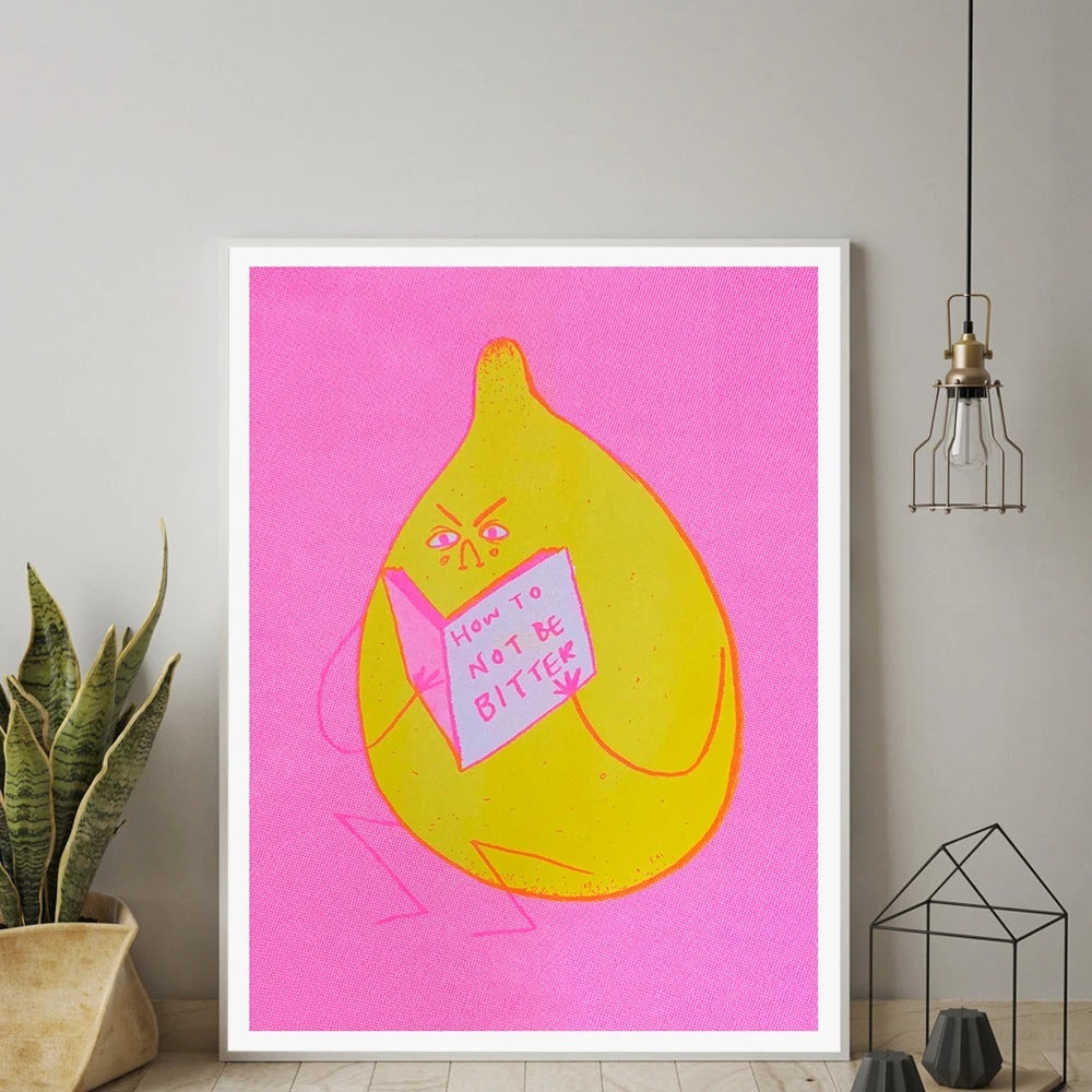 VibeCore Bitter Lemon Canvas Print Framed Leaning Against Wall