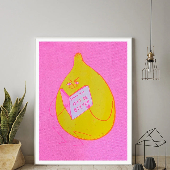 VibeCore Bitter Lemon Canvas Print Framed Leaning Against Wall