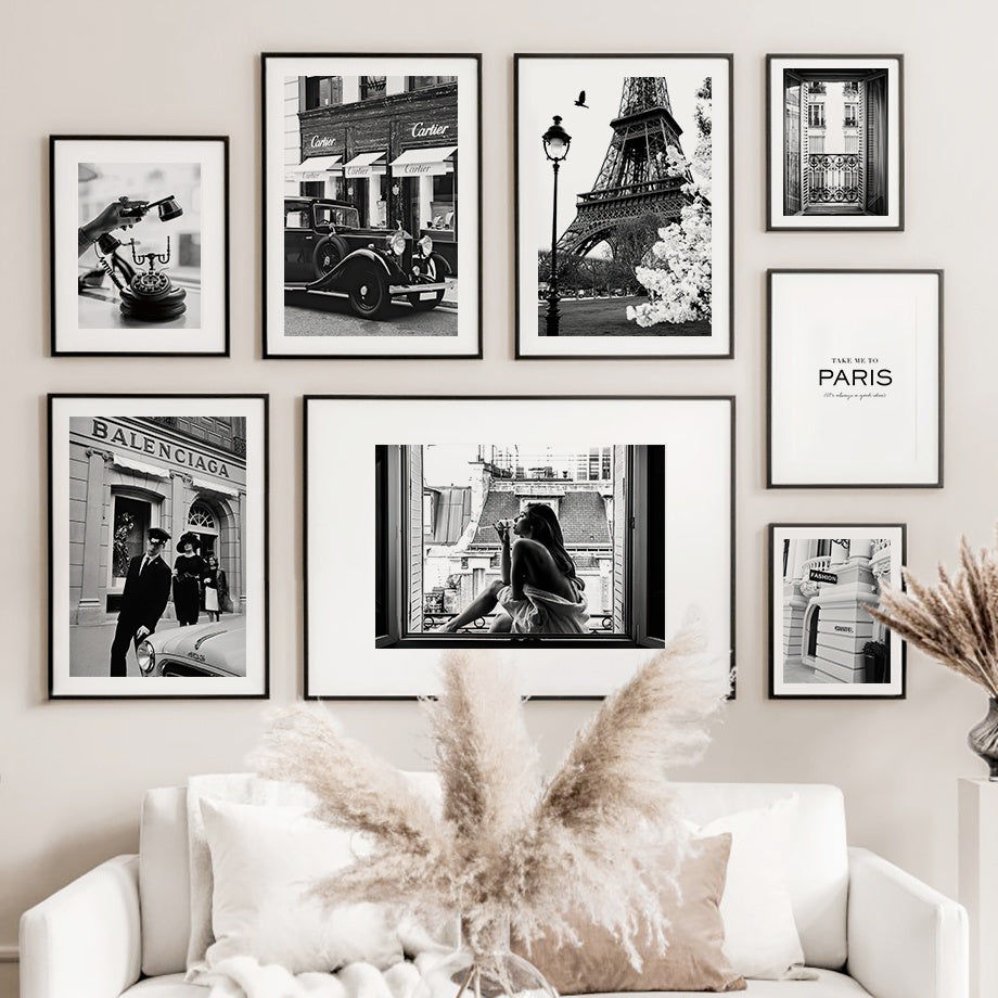 VibeCore Black & White Paris Canvas Prints
