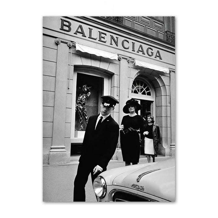 VibeCore Black & White Paris Canvas Prints Option B: Balenciaga Store