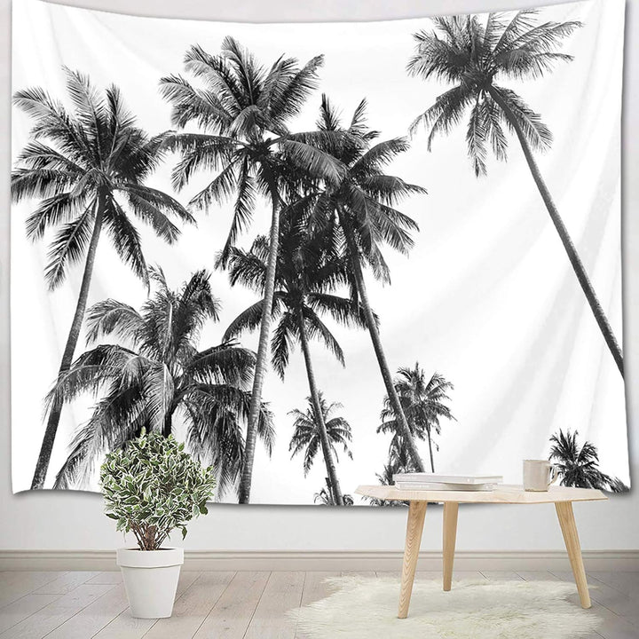 VibeCore Black and White Palm Trees Tapestry Product View