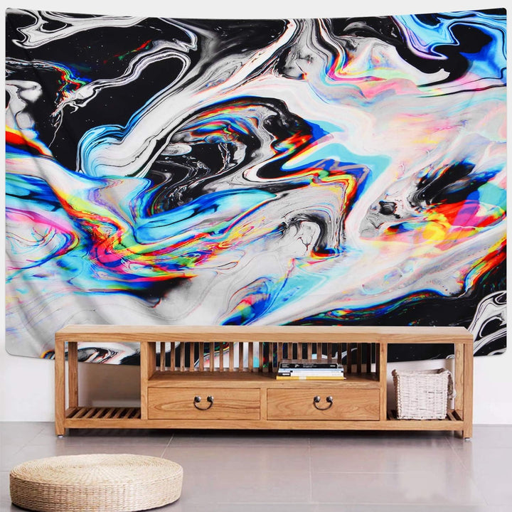 VibeCore Blurred Black Marble Tapestry On Wall
